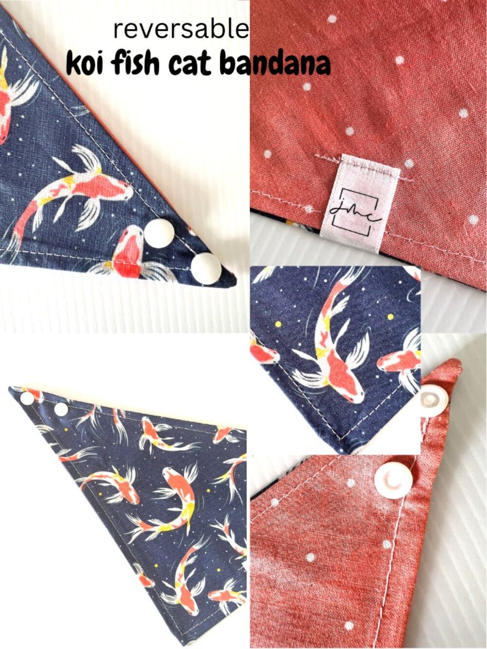 NWT Koi Fish Reversable Bandana for Cats